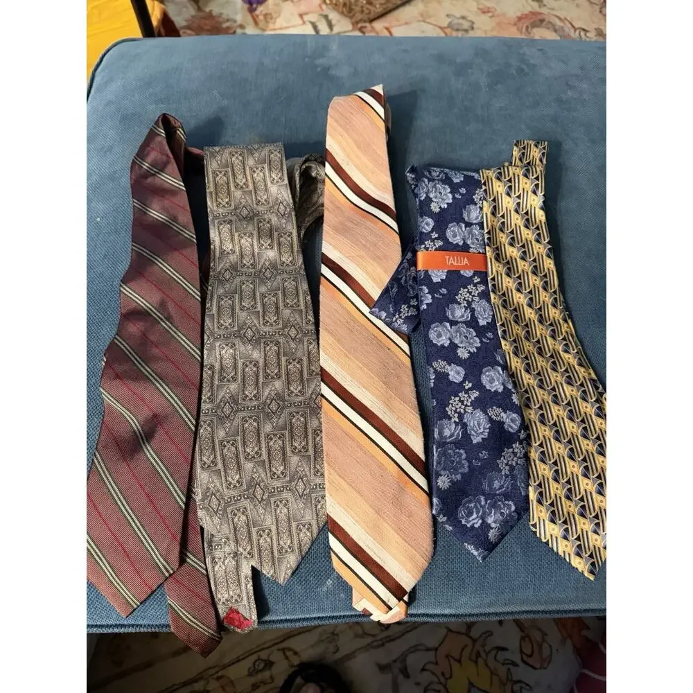 Vintage 60s Thru Y2k Necktie Lot of 60 Silk, Cotton, Fat, Poly, Abstract, Stripe